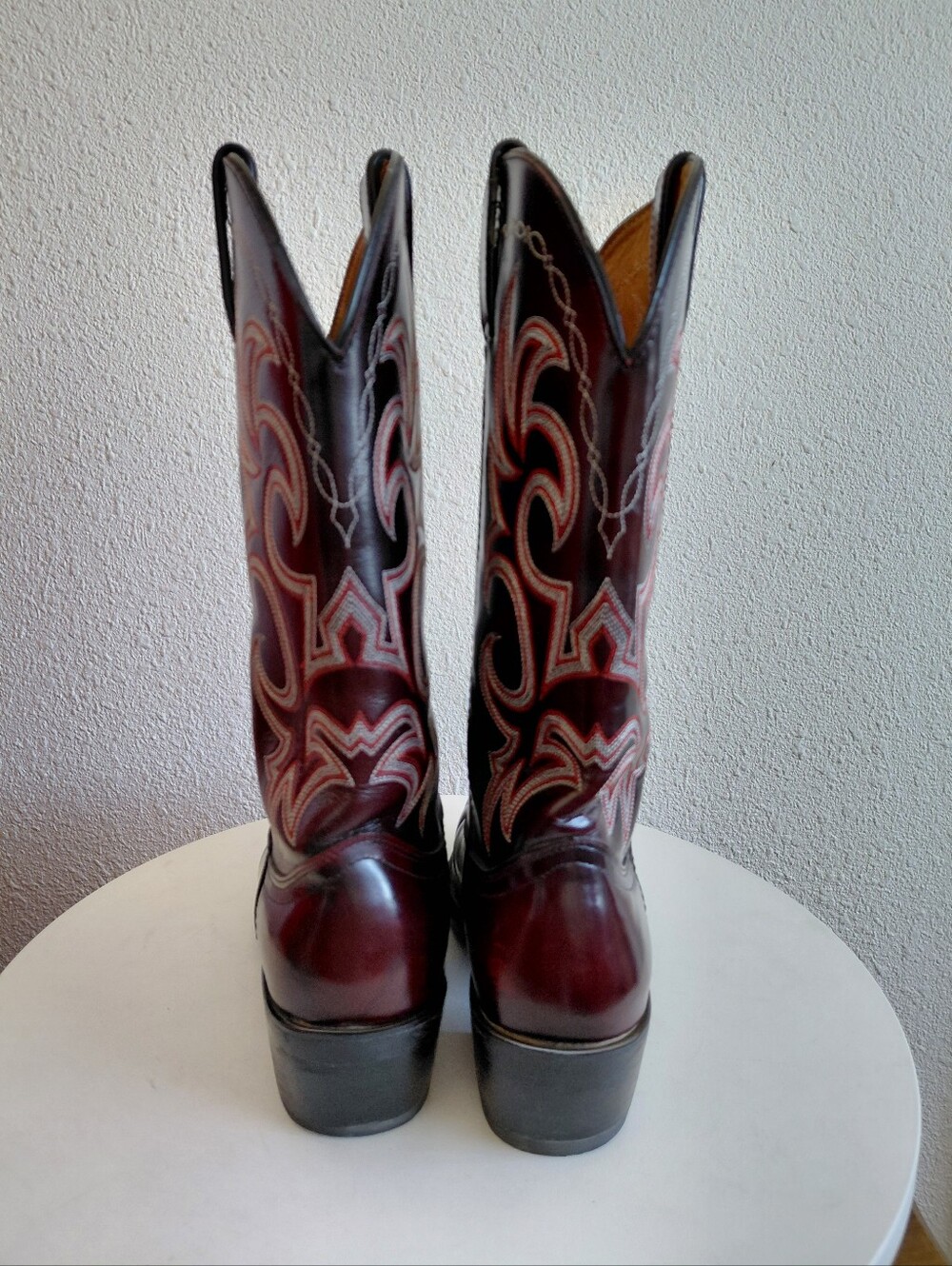 Cowtown Burgundy Leather Western  Rodeo Farm Boots - Picture 9 of 15
